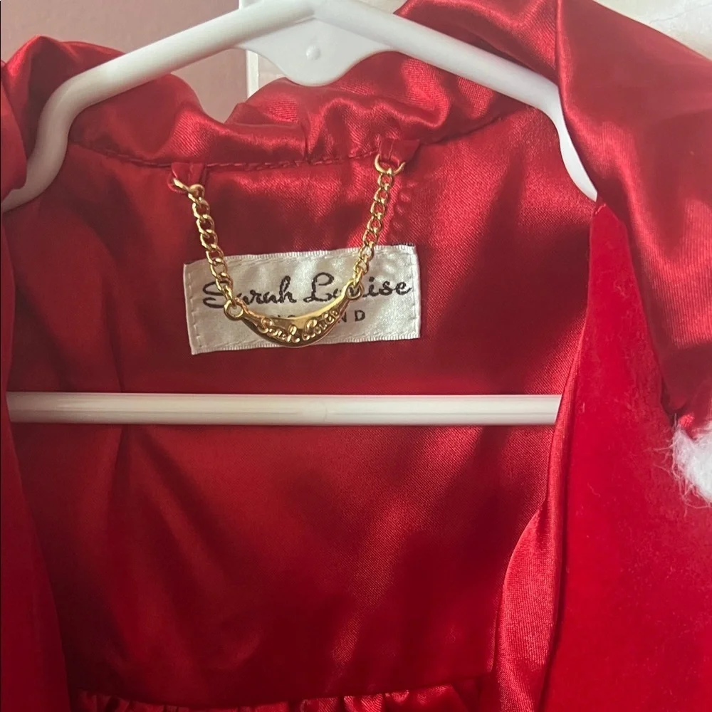 Chic Red Kids Pea Coat with White Trim